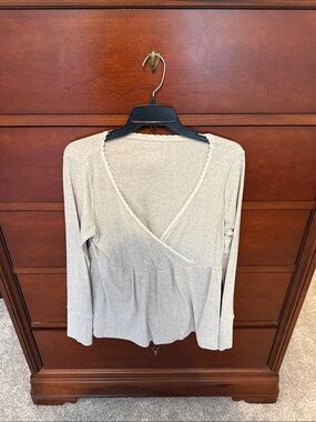 Hollister Cream Wrap-Style Long Sleeve Tunic Top